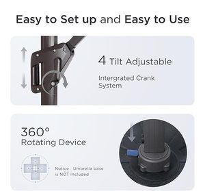 Sombrilla de Jardín de Lujo de 3x3 m con Poste Lateral en Cantilever, Impermeable, con Luces LED para Restaurante - Product Image 4