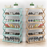 Meuble à chaussures pliable multicouche en bambou, sans installation, pour salon, étagère de rangement domestique