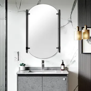 Miroir de courtoisie de salle de bain avec cadre métallique en métal noir industriel Art mural Décoration intérieure