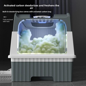 Bac à litière pour chat XXL anti-odeurs, style tiroir, entièrement fermé, avec purificateur d'air à l'ozone rechargeable pour chat - Product Image 4
