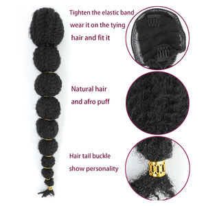 <span class=keywords><strong>Afro</strong></span> Puff cordón burbuja Cola de Caballo extensión <span class=keywords><strong>para</strong></span> niña negro Cola de Caballo estilo protector 22/24 pulgadas <span class=keywords><strong>pelo</strong></span> <span class=keywords><strong>para</strong></span> niña - Product Image 2