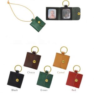 Eco-friendly Leatherette Photo Album Keychain Portable Pocket Photo Book <b>Key</b> <b>Ring</b> for Students & Couples - Product Image 2