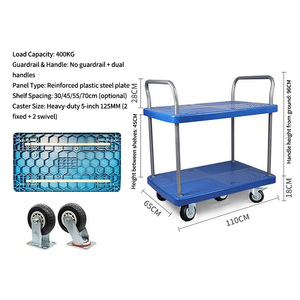 Best Selling Warehouse Double Side Plastic Flatbed Pullet Truck <b>Trolleys</b> - Product Image 6