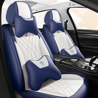 Kit de housses de siège de véhicule 5 places en similicuir moderne, avec coussin de dossier automobile ventilé et tapis de protection, ensemble d'accessoires en gros