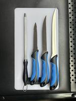 Ensemble de 6 couteaux à filet dans un étui en plastique, couteau de pêche et de camping à manche en caoutchouc dans un étui en plastique, ensemble de couteaux à filet dans un étui en plastique
