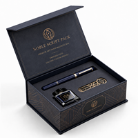 Boîte magnétique rigide haut de gamme personnalisée avec revêtement UV et lamination mate pour ensemble de stylos plume, doublure en éponge, étui en papier gaufré