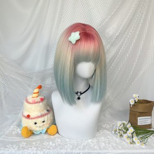 Parrucca Sintetica Corta Liscia Colorata da 35 cm per Cosplay Anime, Ombré, per Feste di Halloween, Stile Lolita - Nuova Collezione all'Ingrosso - Product Image 1