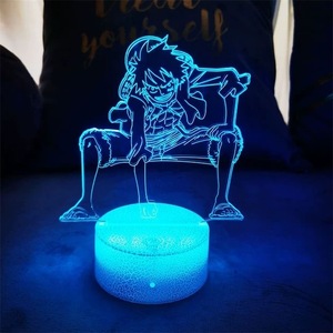 Lámpara Nocturna 3D de Anime de Alta Calidad y Diseño Moderno, Opción de Impresión Personalizada, Lámpara con 7 Colores Cambiantes, One <span class=keywords><strong>Piece</strong></span> Luffy para Niños - Product Image 1