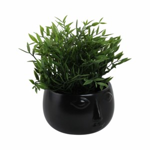 Vaso da fiori rotondo in ceramica con design a volto, finitura testurizzata, decorativo per l'arredamento della casa - Product Image 2