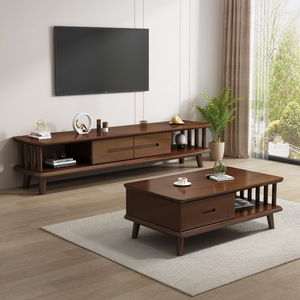 Nordic Modern Minimalist Solid Wood TV Cabinet <b>Coffee</b> <b>Table</b> Living Room Furniture Set Natural Color LOP0308 - Product Image 2