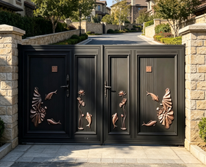 Portail d'appartement métallique à double battant Qifan – Portail de sécurité robuste à battant pour usage résidentiel et commercial - Product Image 4