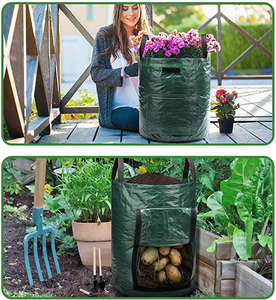 Sacs de culture de pommes de terre robustes avec poignées <span class=keywords><strong>à</strong></span> rabat, pots en tissu PE aéré personnalisés pour usage domestique - Product Image 3