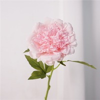 Bunga Mawar Pink Terang Gaya Nordik Cina Vintage Kepala Tunggal Dekorasi Pernikahan Rumah Hiasan Ruang Tamu Bunga Peony Sutra Palsu Bunga Buatan