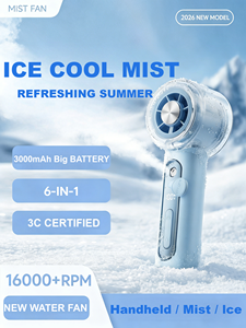 Ventilateur humidificateur portable sans fil rechargeable USB 3000 mAh avec affichage, mini ventilateur de poche à pulvérisation d'eau, vente en gros - Product Image 2