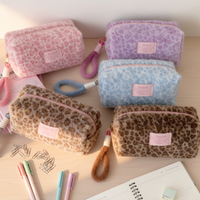 Trousse de Maquillage Léopard pour Femme avec Fermeture Éclair, Poignée Souple, Légère et Pliable - Grande Capacité, Sac Cosmétique de Voyage