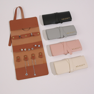 Luxury PU Leather Jewelry <b>Roll</b> <b>Bag</b> Portable Travel Organizer Case for Necklace Ring Earring Storage and Gift Packaging - Product Image 3
