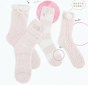 Sifot Wholesale Indoor Thick Custom Cute Plain Color Anti-slip Cozy Fleece Socks Set Winter Fuzzy Socks for Women