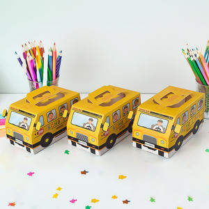スクールバス折りたたみギフト包装ギフトボックスクリエイティブ漫画車キャンディーボックス学校パーティーに戻る - Product Image 4