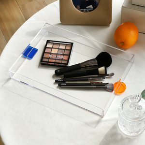 Rõ ràng Acrylic lưu trữ khay với hai tông màu hình không đều xử lý trang trí Acrylic phục vụ khay - Product Image 6