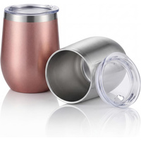 Gobelet à vin en acier inoxydable de 12 oz avec couvercle, tasse à café à double paroi isolée sous vide, tasse à bière pour boissons froides et chaudes