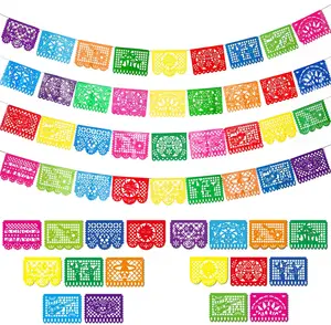 Mexican Party Banner Large Plastic Papel Picado Banner Fiesta Mexican Fiesta Hanging Banner Flags