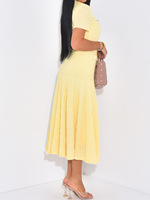 Robe de bureau vintage unie maxi coupe trapèze ajustée en polyester élasthanne à col rond taille haute boutonnée à manches courtes pour l'automne, vente en gros