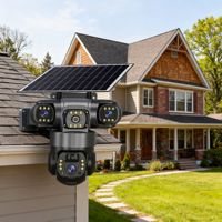 Kamera CCTV Solar 4G/WiFi Definisi Tinggi dengan 3 Lensa untuk Penggunaan Perusahaan & Rumah Tangga, Kartu Memori Opsional untuk Keamanan Kantor