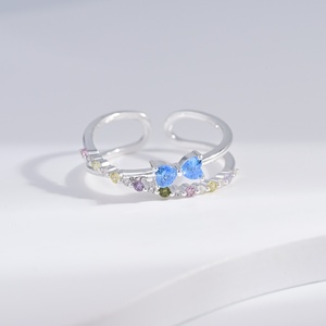 custom plata 925 <b>sterling</b> <b>silver</b> Rose Gold Plated opal <b>ring</b> Everyday <b>adjustable</b> simple wedding multi color zircon women <b>rings</b> - Product Image 2