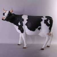 Statue de vache en résine grandeur nature personnalisée, statue de bétail laitier en fibre de verre à vendre