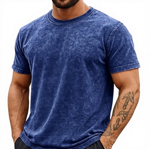 T-shirt Homme Oversize Vintage Délavé à Manches Courtes Col Rond Uni Sport Décontracté 100% Fibre de Bambou Toile Noir Beige Bleu - Product Image 1