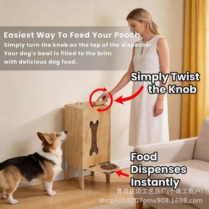 Caja de almacenamiento de comida para perros de madera con tazón extraíble, estación de alimentación oculta para mascotas, uso en interiores y exteriores - Product Image 5