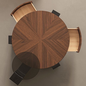 Ensemble de <span class=keywords><strong>table</strong></span> basse Majlis arabe du Moyen-Orient <span class=keywords><strong>Table</strong></span> de rangement ronde en noyer pour la maison intérieure - Product Image 5