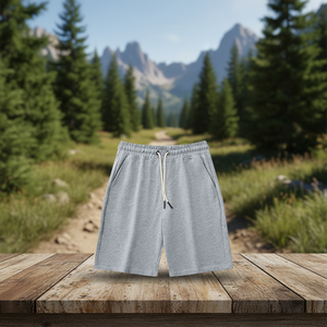 Shorts décontractés pour hommes, taille mi-haute, en polyester/coton, avec poche latérale et cordon de serrage, gris, nouvelle collection 25-26 - Product Image 4