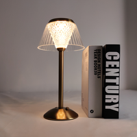 Lampe de table LED rechargeable en cristal, élégante, sans fil, à intensité variable, pour mariage, ambiance luxueuse, style rétro, tactile