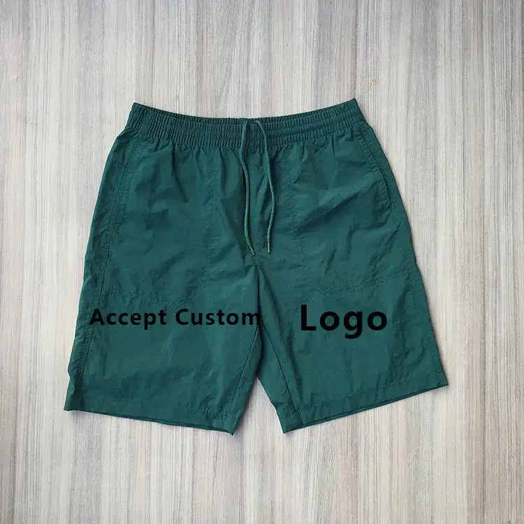High Quality Custom Polyester Swimming Mens Shorts Summer Green Drawstring Waterproof Nylon Gym Shorts For Men