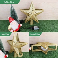 Proyector de Luz LED para la Punta del Árbol de Navidad con Diseño 3D Giratorio, Patrones de Copos de Nieve de Color Dorado, Crea un Haz de Luz Colorido