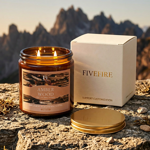 Vente en gros de bougies parfumées en bois de 13 oz dans un bocal en verre brun avec couvercle métallique pour les fêtes, la Saint-Valentin, les anniversaires et les cadeaux. - Product Image 1
