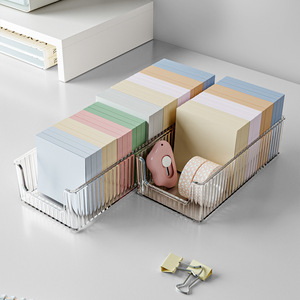 Transparent Desktop Storage Box Rectangle Stackable Office Organizer For <b>Memo</b> <b>Pad</b> Stationery Clear PET Material W323 Series - Product Image 2