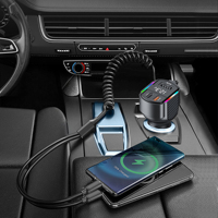 Alimentation universelle pour véhicule à charge rapide, moniteur de tension à fil spiralé, lumière RGB, multi-ports pour téléphone portable et tablette Samsung
