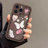 Coques de téléphone antichoc de luxe avec papillons pour iPhone 17 Air 16 15 Plus Pro Max 14 13 12 11 X – Housse de protection personnalisable avec logo