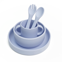 Ensemble personnalisé de fournisseur 5 pièces assiette en silicone pour bébé bol pour bébé tasse cuillère repas pour enfants ensemble d'alimentation en silicone pour bébé