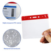 Porte-badge d'identification horizontal rigide en PVC transparent OEM, durable, avec fente latérale pour carte et lanières