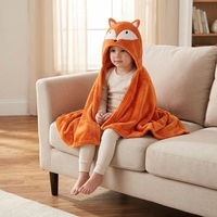 Confort bébé couverture chaude renard poupée super doux bébé unisexe infantile à capuche visage d'animal en peluche orange renard à capuche OEM animal couverture