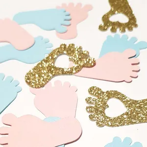Ychon五彩纸屑婴儿淋浴婴儿足迹五彩纸屑脚印问号婴儿性别揭示洒装饰品