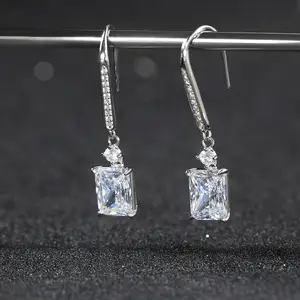 LZE18 RINNTIN 925 Sterling Silver Chinese Earrings Supplier Brilliant 8A Premium Cubic Zirconia Dangle Earrings for Women
