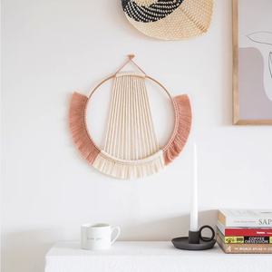 25*35cm precio <span class=keywords><strong>barato</strong></span> hecho a mano redondo Art Deco decorativo pared colgante arte con flecos de algodón para la decoración del hogar de la sala de estar - Product Image 1