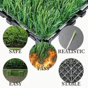 30*30cm Self-draining Artificial Grass Deck Tiles Interlocking Synthetic Turf Puzzle Tiles For Pet Indoor Outdoor Flooring Decor