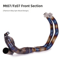 Tuyau d'échappement avant en alliage de titane (couleur titane argenté semi-bleu) pour motos R7 MT07 MT09 FZ07 FZ09 et XSR900