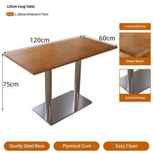 Table de salle à manger minimaliste de style bois de charpente, inspirée de l'océan, pour restaurant occidental, tables commerciales pliantes carrées couleur noyer - Product Image 5