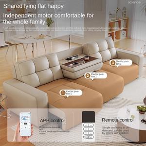 Ensemble de canapé-<span class=keywords><strong>lit</strong></span> électrique rétractable en cuir de luxe moderne <span class=keywords><strong>plateau</strong></span> pliable multifonctionnel pour le salon avec télécommande - Product Image 2